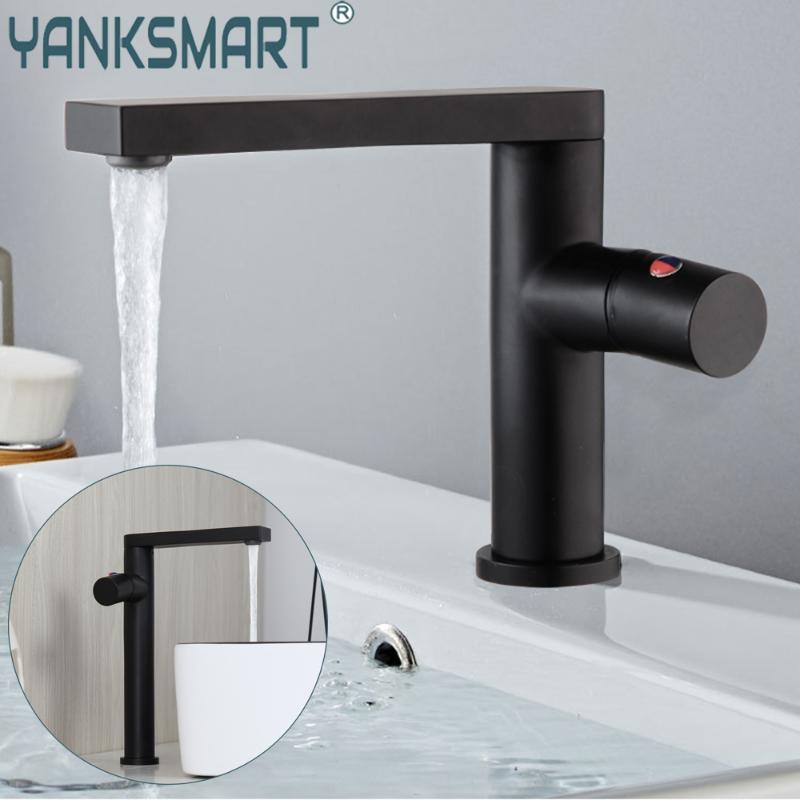

YANKSMART Matte Black Bathroom Faucet Washbaisn Deck Mount Single Handle Faucets Basin Sink Hot And Cold Mixer Water Tap Faucet