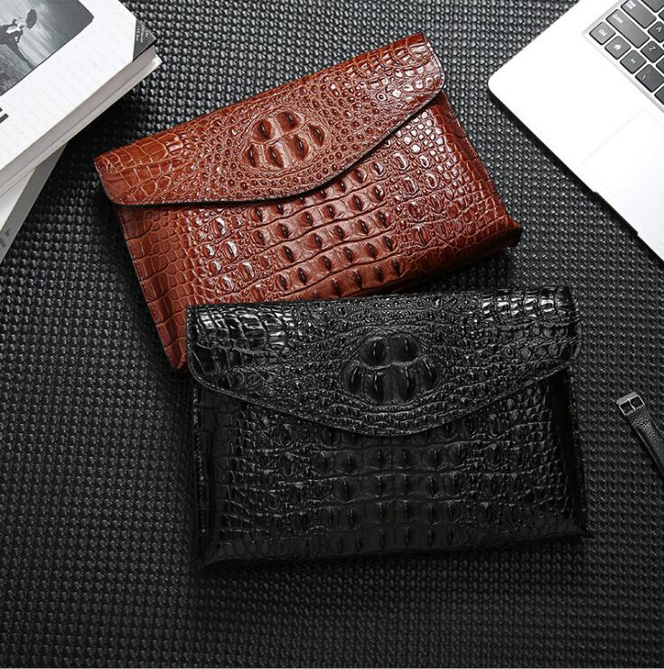

factory wholesale men handbag fashion leather business wrist bag large multifunctional leather clutch envelope baotou layer cowhide men bag
