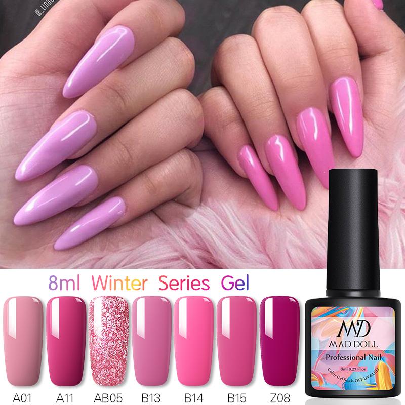 

Cheap Gel Nail Polish 8ml Rose Red Series Fall Winter Gel Varnishes For Nails Semi-Permanent Hybrid Glitter Varnish Top Coat, A11