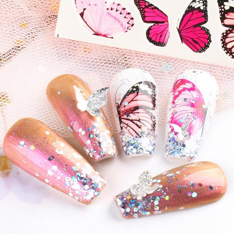 

9 Sheets/Set 3D Nail Stickers Butterfly Geometric Sexy Girl Nail Art Water Transfer Decals Tattoos Sliders Manicure, H02