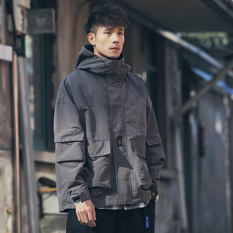 

2020 New Arrival Spring Autumn 3 Colors Men Long Sleeve Hooded Jacket Fashion Casual Oversize Loose Coat Men Clothing, Gray
