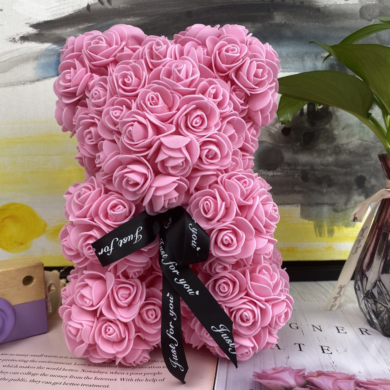 

Dropshipping 25cm/40cm Teddy Rose Bear Artificial Flower Rose of Bear Christmas Decoration for Home Valentines Women Gifts 201023