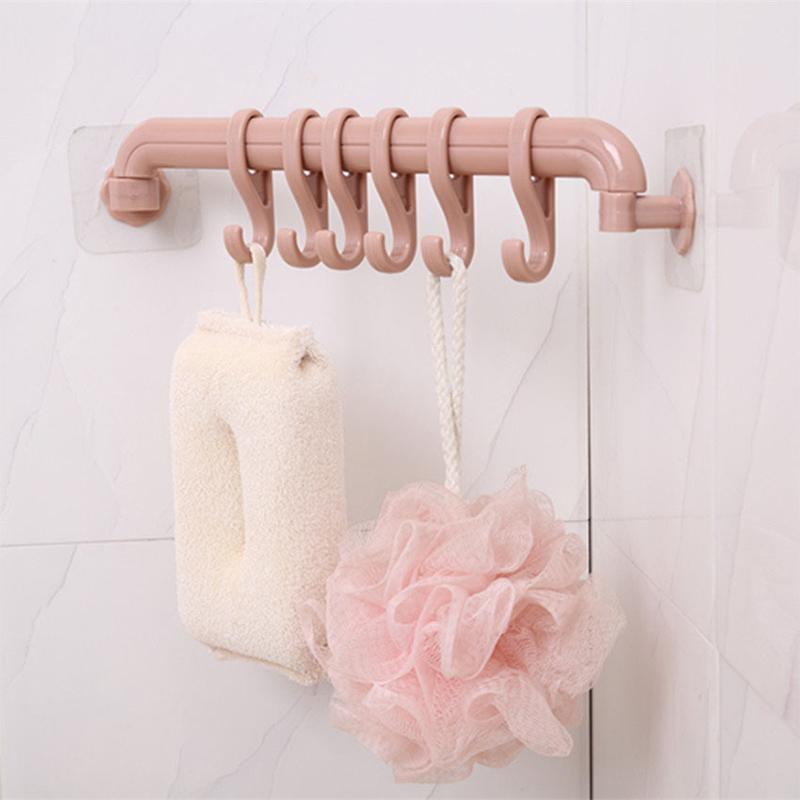 

Creative 6 Row Hook Free Punching Bathroom Shelf Bathroom Hook Household Items