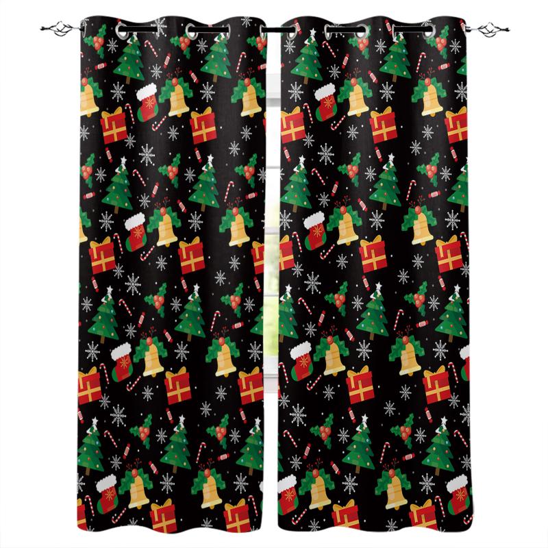 

Christmas Pattern Home Decor Window Curtains Bedroom Kitchen Curtain Panel Curtains for Living Room, As pic