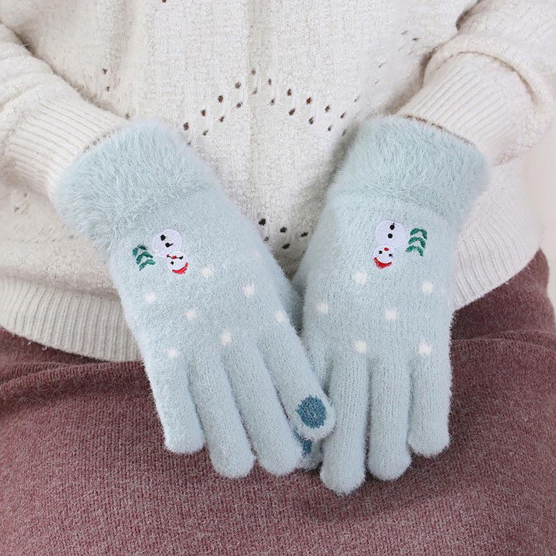 

Mittens Women's Wintergloves For Men Winter Fashion Keep Warm Cashmere Lovely Love Weave Knitted Gloves Without Fingers Female