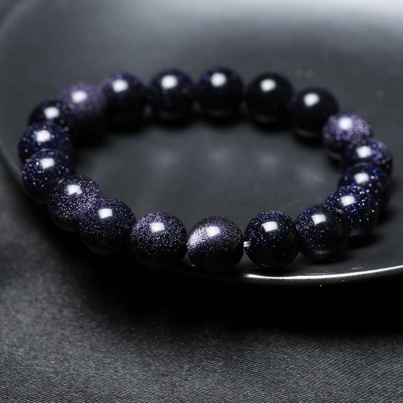 

Vintage Natural Blue Sand Bracelets Balls Bracelet Brief Dark Blue Sandstone Beads 2/4/6/8/10/12/14/18/20mm Bracelets for Women