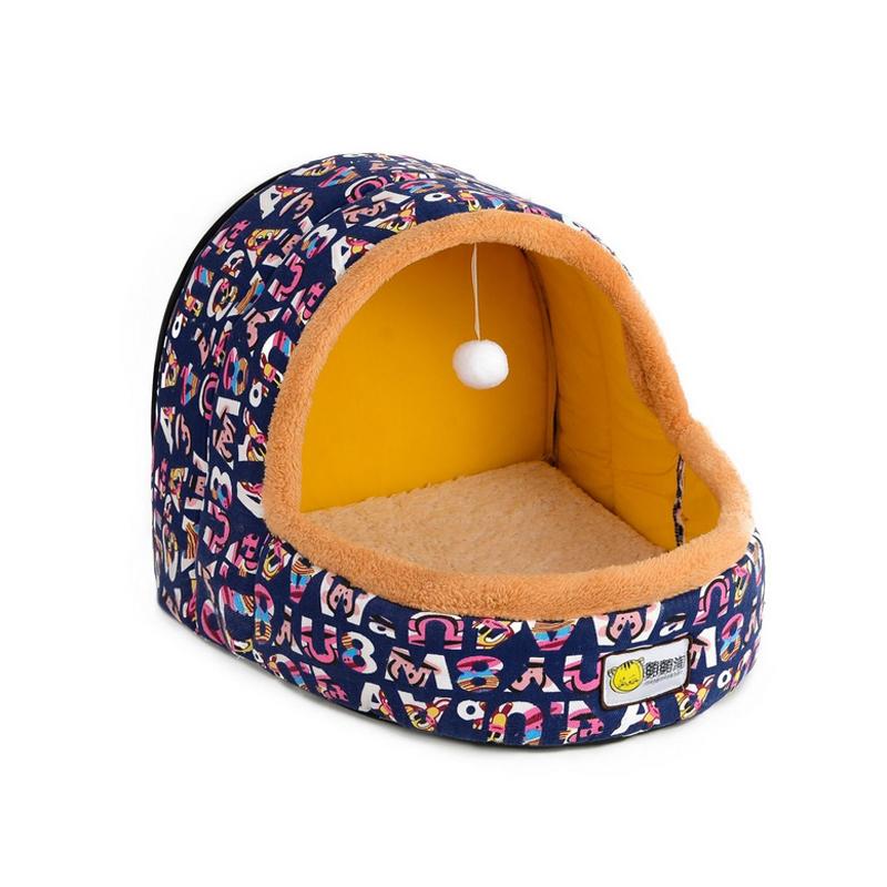 

Pet Bed Cat Tent House For Dogs Winter Warm Nest Soft Foldable Sleeping House Mat With Toys Quality Cotton Puppy Cat Beds