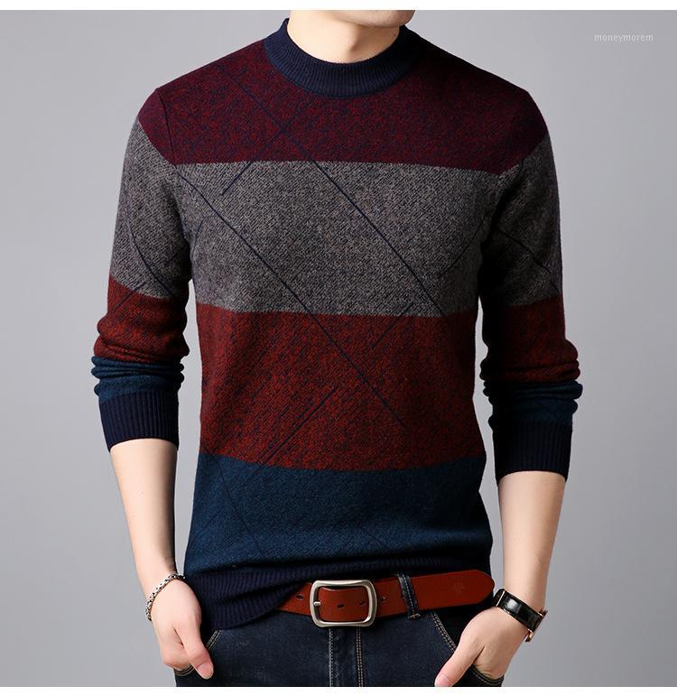 

100 pure wool sweater men's winter new thickened round neck wool sweater Korean warm men1, Red