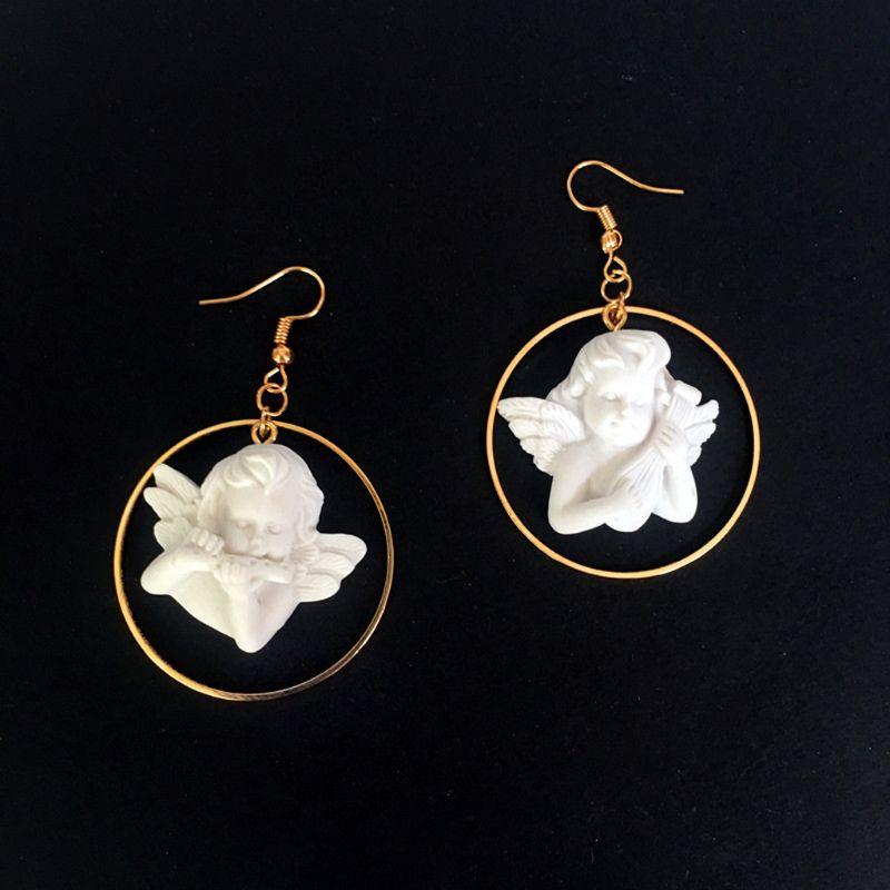 

Gypsum Cupid Angel Pendant Drop Earrings Angel Dangle Earrings For Women 62KE