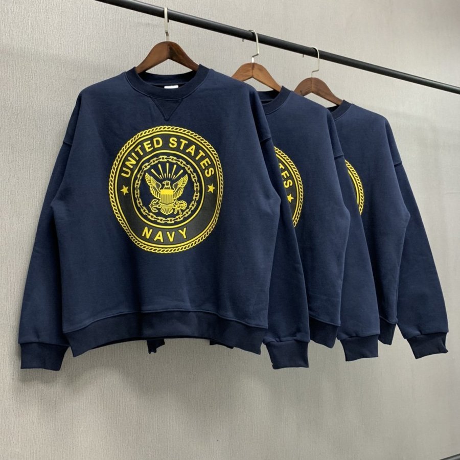 

2021 New Reflection Kanye United States Navy Vintage Sweatshirts Men Women Crewneck Hoodie Harajuku Sweater Tolj