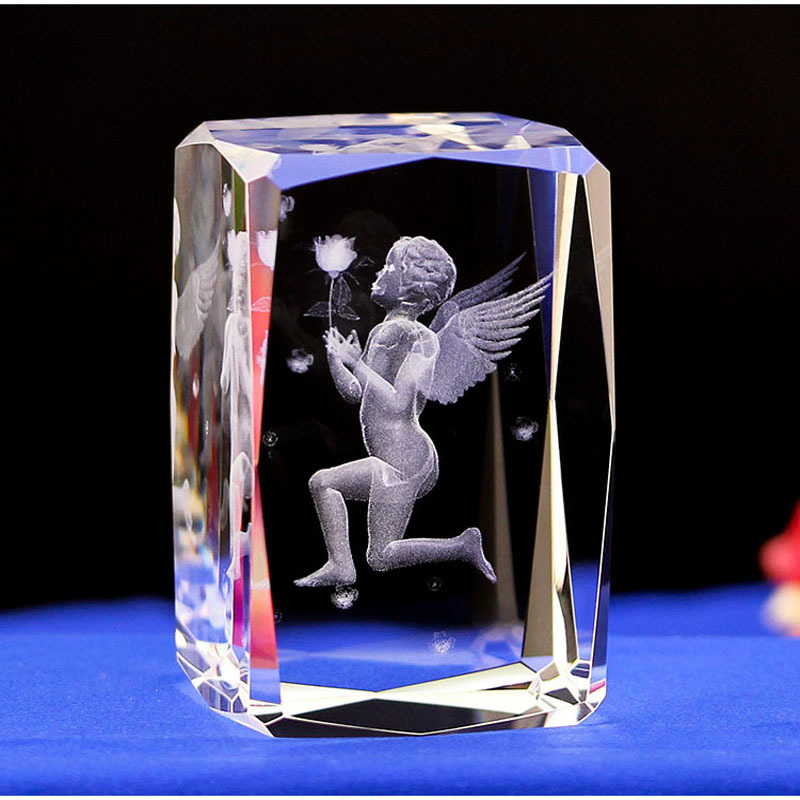 

2021 New Angel Laser Engraving Crystal Night with Light Base Table Led Lamps Novelty Gift for Christamas Xyfo