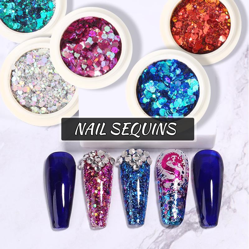 

1pcs 12color Holographic Nail Sequins Iridescent Mermaid Nail Glitter 3d Laser Sequins Sparkle For Dip Powder Flake