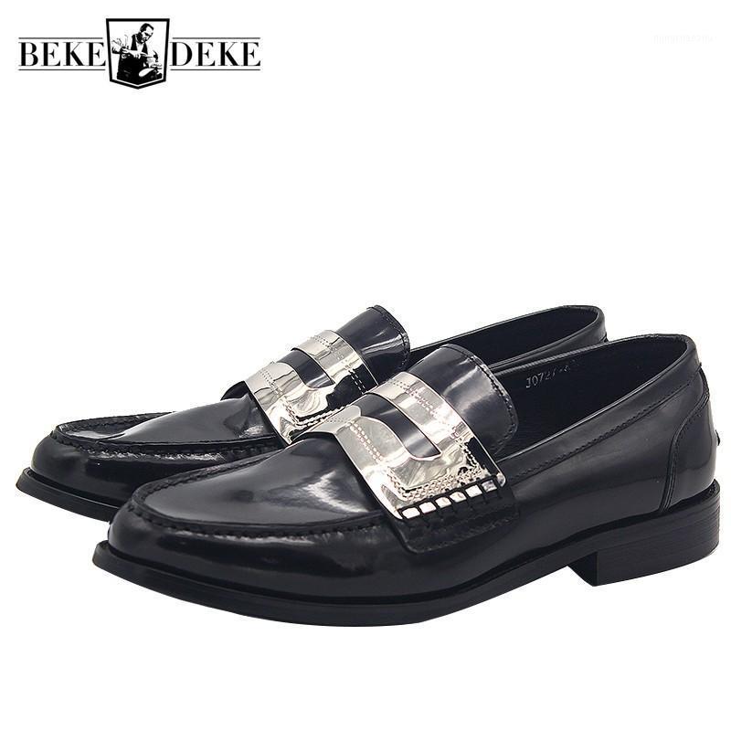 

Mocassin Homme Metal Decoration Round Toe Shallow Slip-On Formal Shoes Men Luxury Italian Genuine Leather Party Dress Shoe Black1, Black