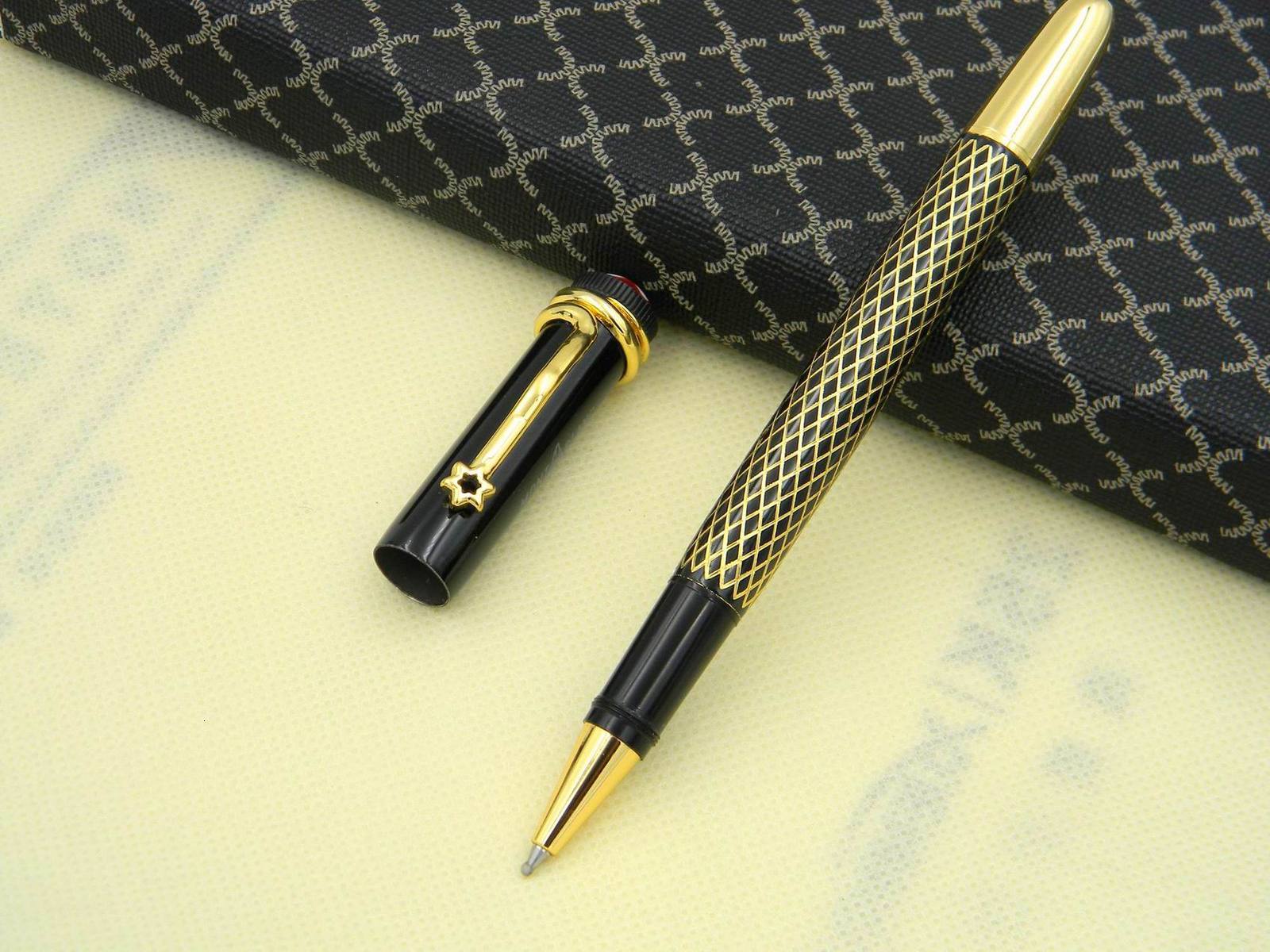 

Stars office Diamond Black New and pattern golden Lacquerred Rollerball Pen, Blue;orange