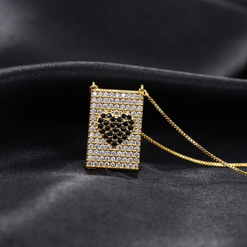 

Multicolor Cubic Zirconia Pendant Necklace Love Heart Geometric Rectangle Necklaces For Women Fashion Party Jewelry accessories