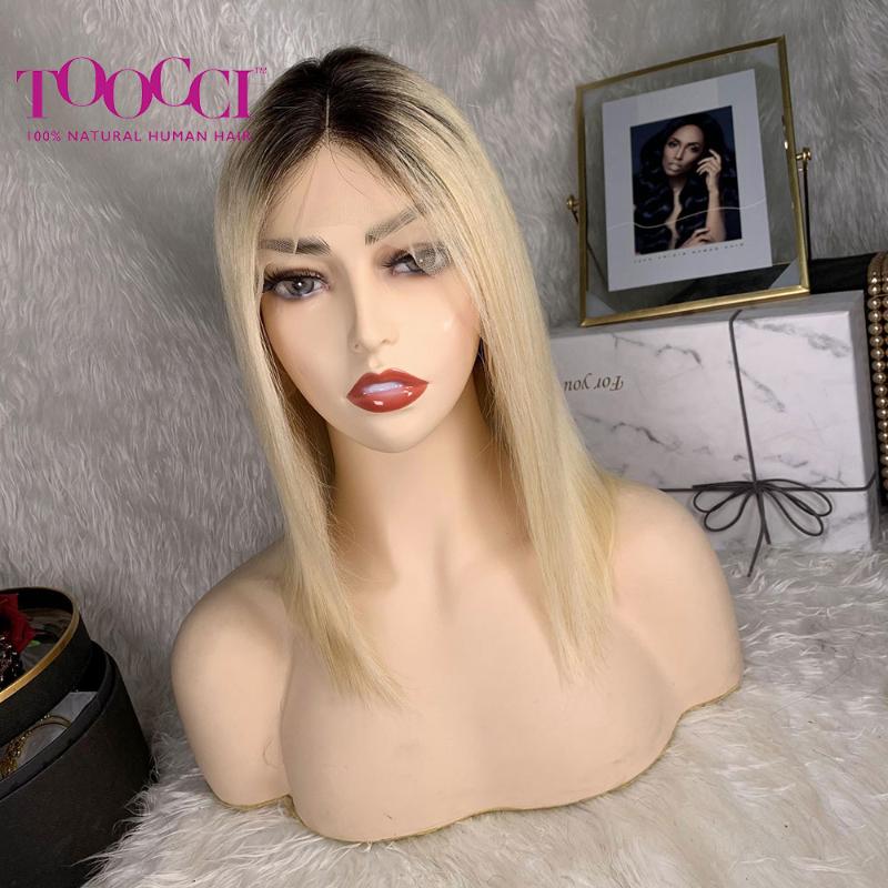 

TOOCCI HAIR 1B 613 Ombre Bob Wig Dark Roots Human Hair Blonde Bob Wig Pre Plucked Natural Hairline Blonde Lace For Women, Ot1b-613