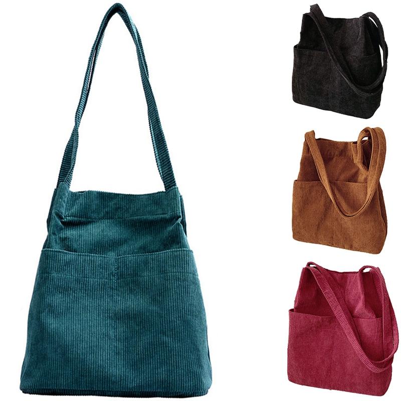 

Lazy Wind Corduroy Bucket Bag Women's Korean Shoulder Bag, Brown