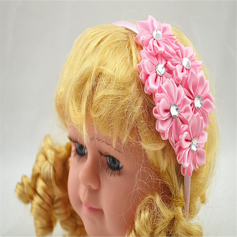 

1pcs Infant Polygonal flower headbands Baby Girls Satin Hair hoop Infant Hairband Children's hair accessories, White