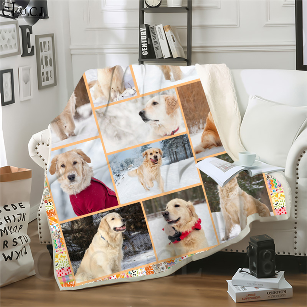 

CLOOCL Animal Golden Retriever Dog 3D Print Harajuku Air Conditioning Blanket Sofa Teens Bedding Throw Blankets Plush Quilt