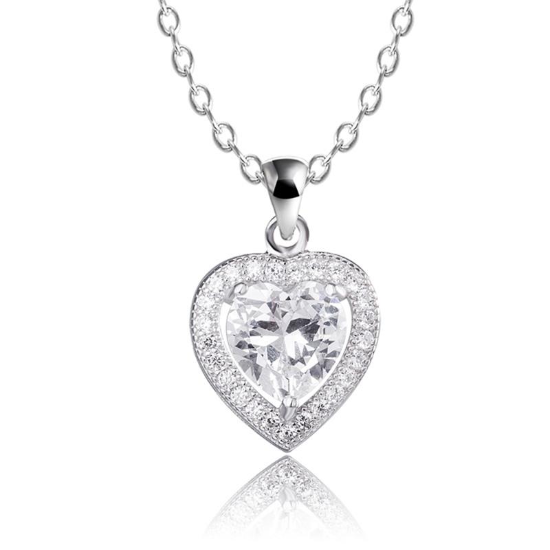 

925 sterling silver zircon necklace heart shape Micro Inlay cubic zirconia necklace & pendant