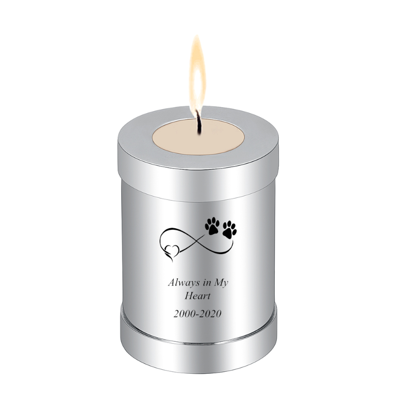 

IJU045 Cylinder Free Engrave Ashes Urn for Human Pet Memorial Candle Holder Cremation Jar