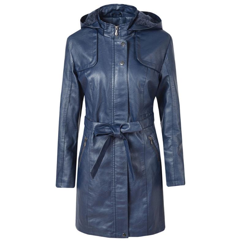 

Fashion Slim Zipper Long Sleeve Thicken Faux Leather Jacket Long Coat Outwear Winter Jacket Women Overcoat Chaqueta Mujer 2020, B1
