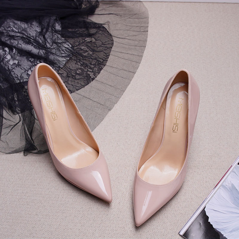 

High quality high-heeled women's 12th woman's sexy toe pointed at wedding party shoes stilettos stiletto pumps, Ten inches dark nude heel