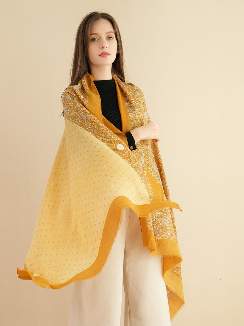 

Brand Bronzing Size Dots Print Shawl for Women High-End Craft New Style Lady Winter Autumn Long Oversized Scarf 200x85cm Hijab