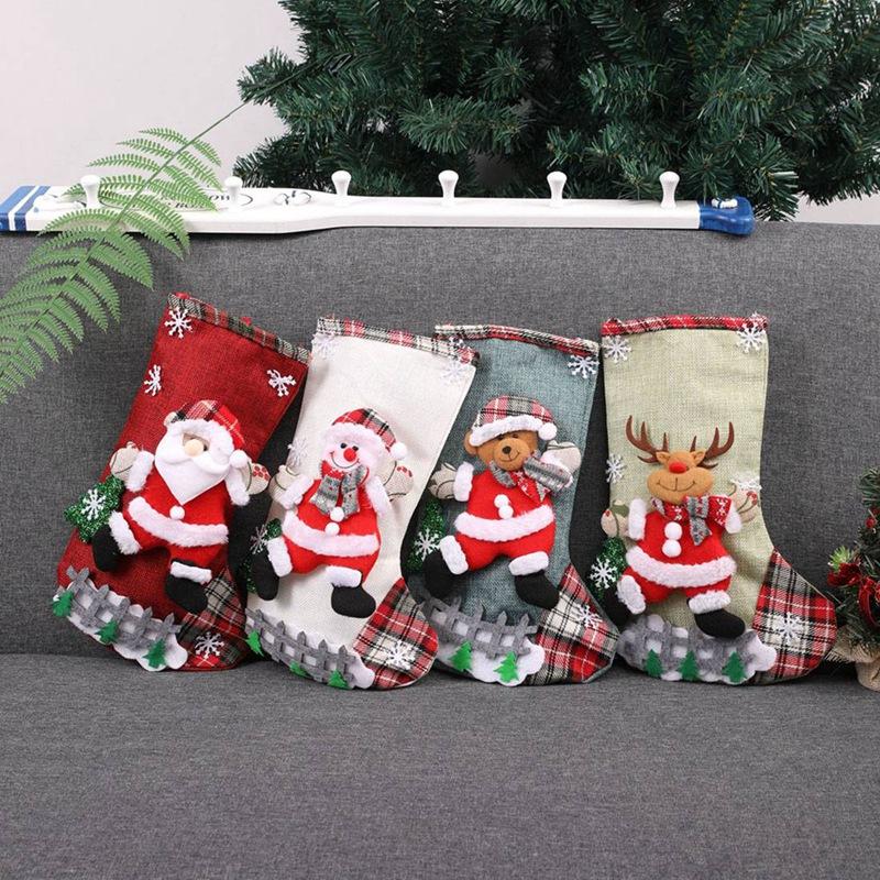 

4Pcs Christmas Stockings Cloth Small Boots Gift Bags Ornaments Party Home Decorations Christmas Children Gift Candy Bag