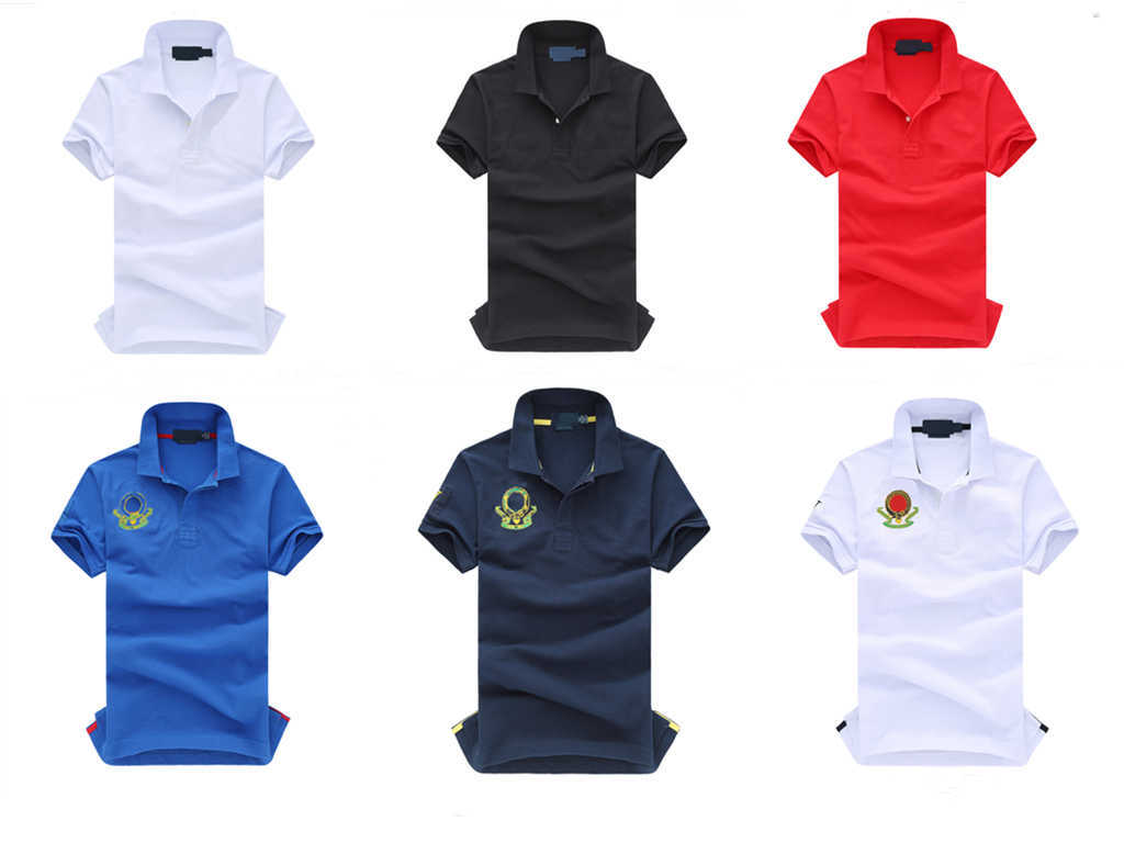 

Mens polo shirt Men Big horse Embroidered POLOS Short sleeve T-Shirts Brand Classic Tshirt Classic Business Casual Breathable Cotton Tees -XXL, White