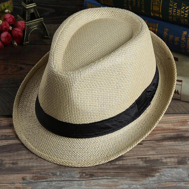 

Women Men Accessories Outdoor Autumn Sun Protection Beach Props Straw Braid Solid Summer Dance Jazz Hat, White