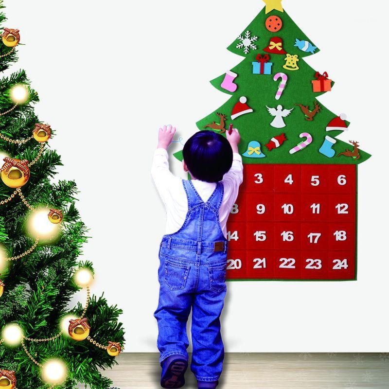 

Christmas 24 Days Countdown Calendars DIY Felt Christmas Tree Handmade Craft Wall Hanging Decor Xmas Children Kid Gift Supplies1