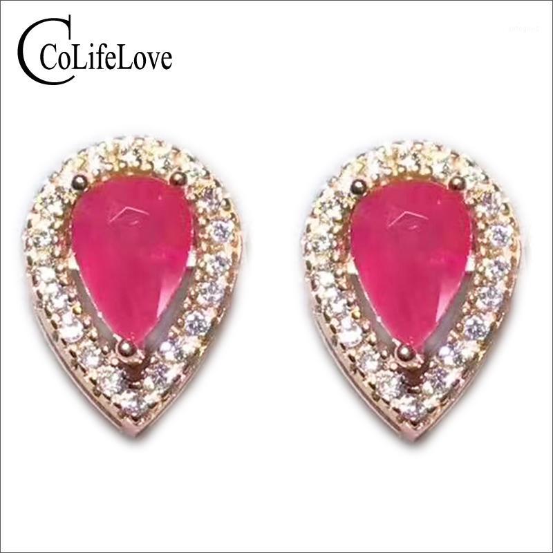 

Stud Classic Ruby Silver Earrings 4 Mm *6 Natural Blood Red Solid 925 For Girl1