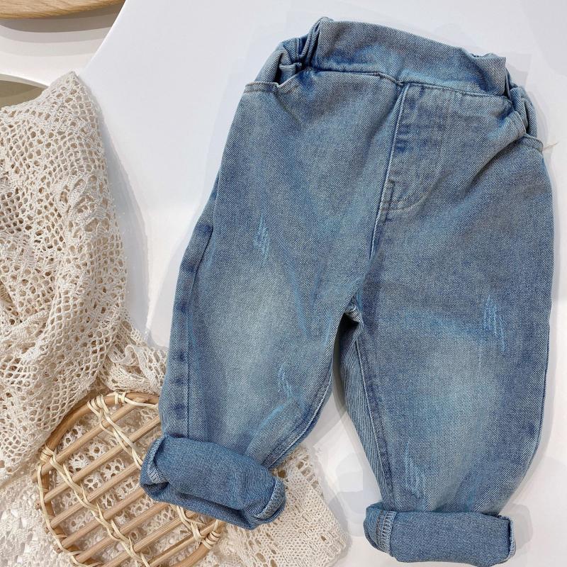 

80-130 Cm Spring Autumn Girls Boys Casual Jeans Pant Baby Kids Children Denim Trousers, Blue