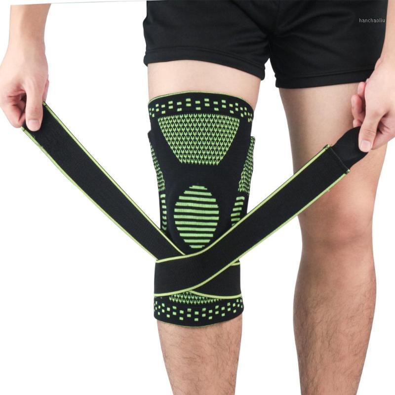 

Elbow & Knee Pads Upgraded Version Cross Bandage Elastic Silicone Spring Breathable Non-slip Support Brace Protector Unisex1, Green