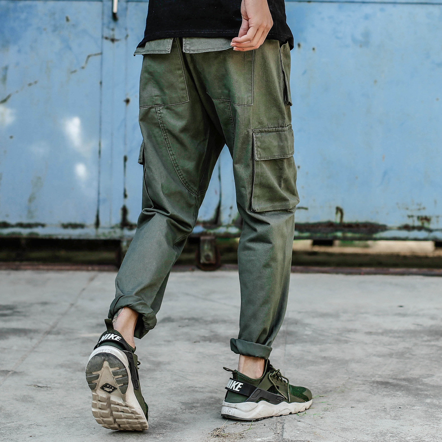 2021 Cargo Pants Mens Casual Jogging Pants Solid Mens Multi Pocket ...