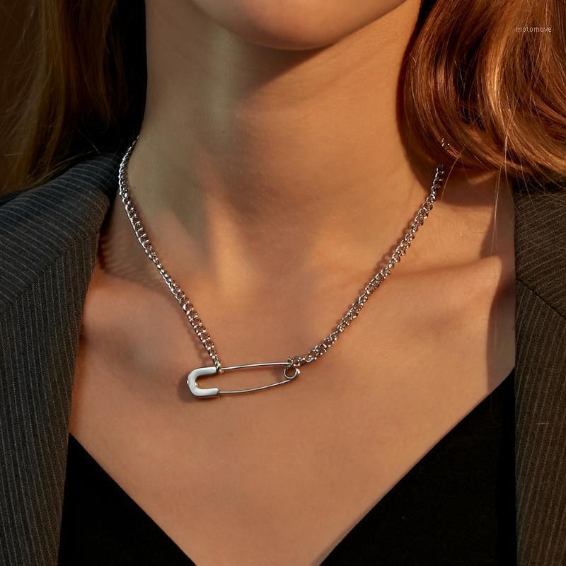 

2021 Kpop Hot Harajuku Gothic Safety Pin Chain Necklace For Men Women Egirl BFF Punk Jewelry Streetwear Personality Decoration1