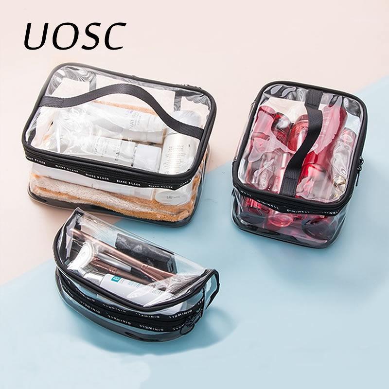 

UOSC Hot Women Transparent Cosmetic Bag Zipper Travel Make Up Case Makeup Beauty Organizer Storage Pouch Toiletry Wash Bath Bag1, Small
