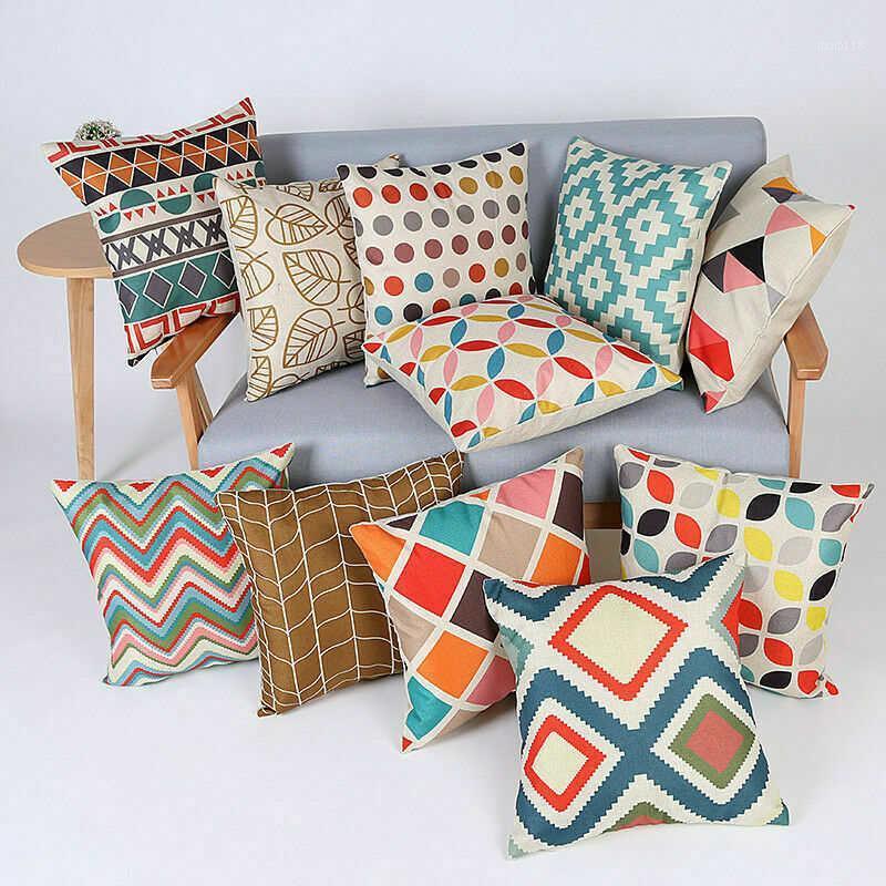

Fashion Geometry Sofa Cotton Linen Case Office Home Decor Pillow New Cushion Cover1