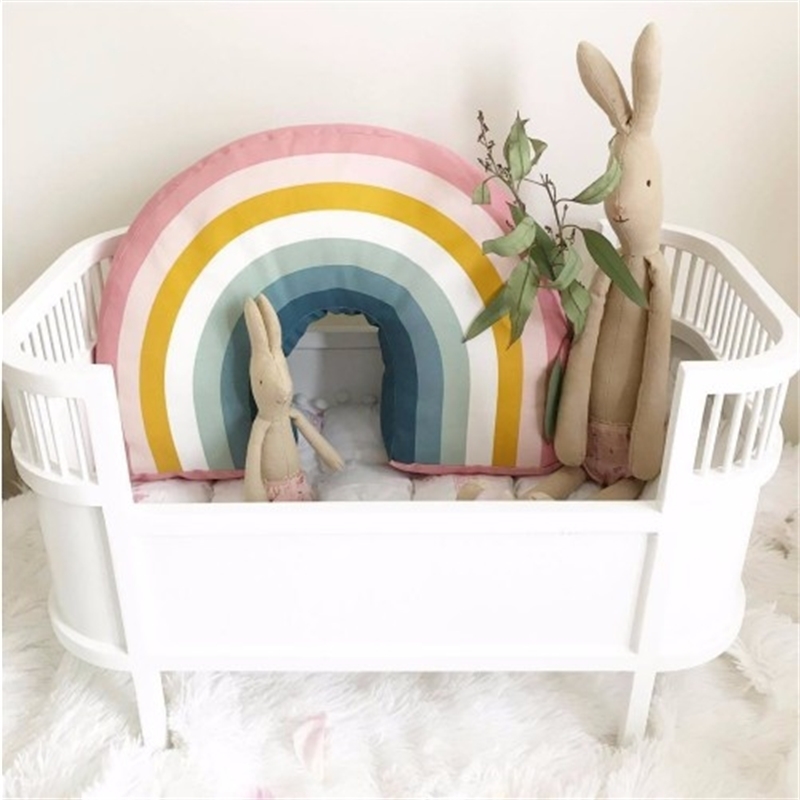 Nordic 25x35CM Rainbow Oreiller Enfants Rainbow Jouets Doux Coussin Décoratif En Peluche Cartoon Bébé Oreiller Décorer Nursery Room Decor LJ20091