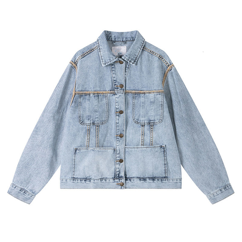 

2021 New Denim Women Loose Style Basic Coat High Quality Cotton Veste Femme Kurtka Streetwear Boyfriend Jean Jacket 9eh0, Blue
