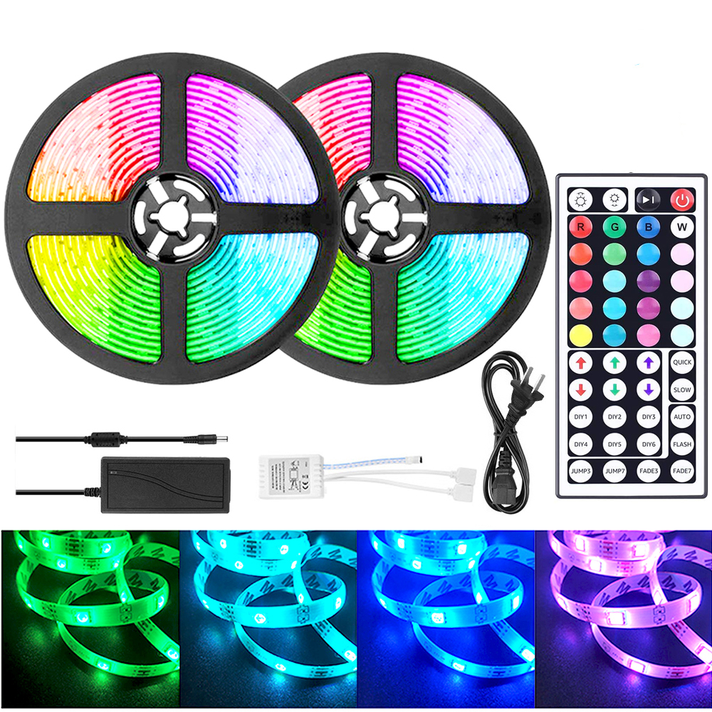 

32.8ft LED Strip Lights, 5050 RGB LED Strip, Color Changing 44-Key Remote, Waterproof LED Rope Lights for Home TV Party DIY Decoration