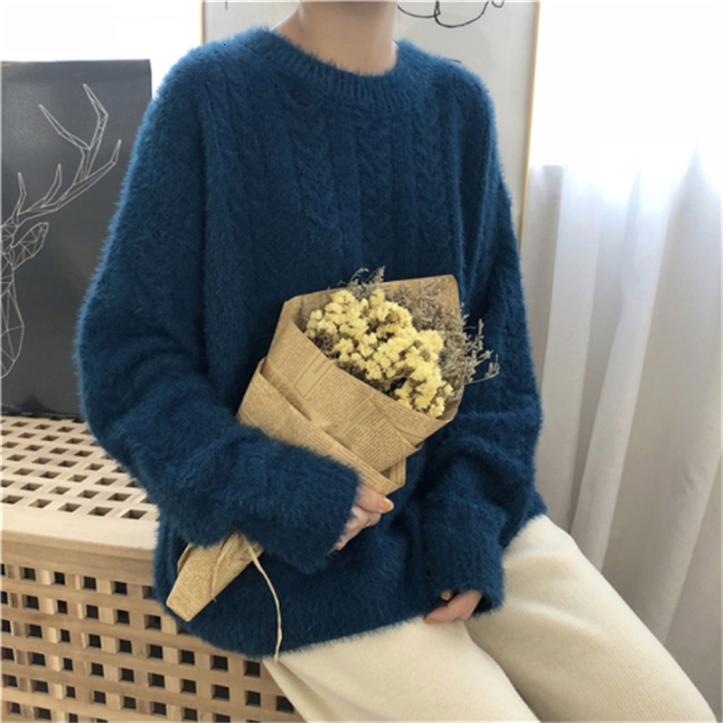 

Female Autumn Thick Color, Knit Sweater, Neck Long, Hot Mango, Knitted Shirt Tops Qqag, Blue
