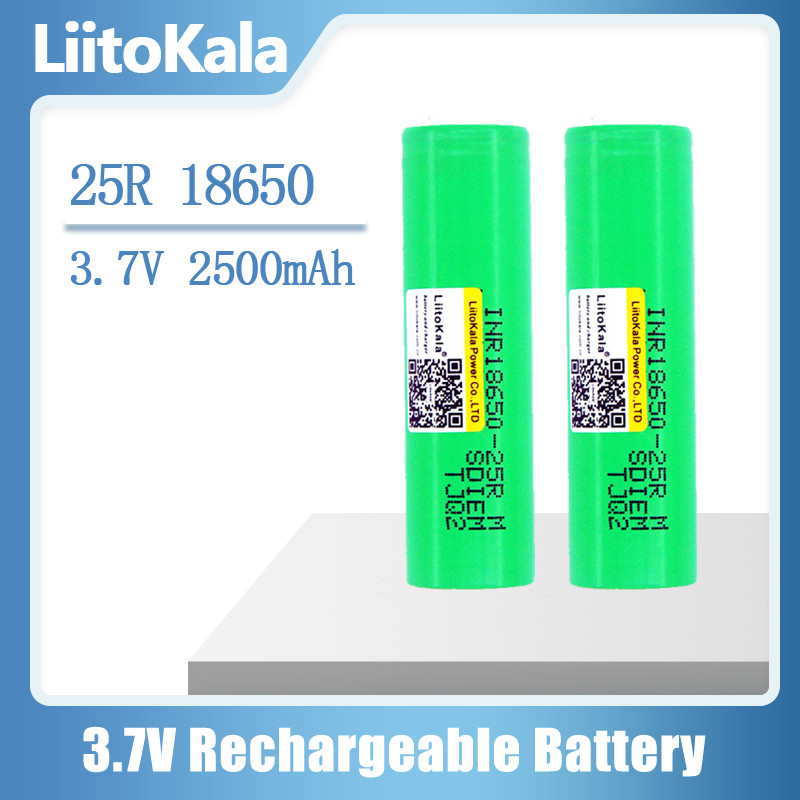 

LiitoKala New Original 3.7v 18650 2500mAh battery 25R Lithium Rechargeable Batteries Continuous Discharge 30A For Drone Power Tools