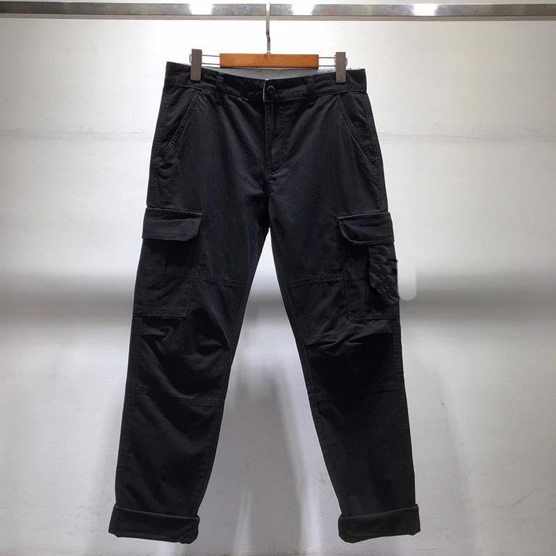 

mens cargo pants jogger simple Straight pant with badge solid casual trousers versatile italy style Overalls S2FG, Army green