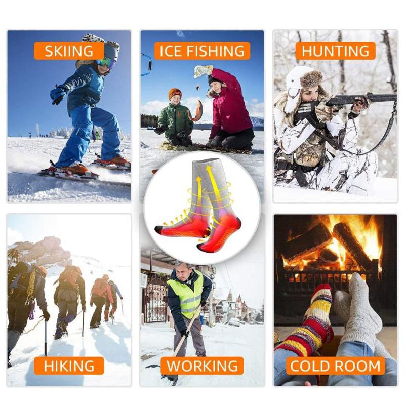 

Warmer Socks Electric Heated Socks Rechargeable Battery For Women Men Winter Outdoor Skiing Cycling Motorcycle Riding Shoes, Gray