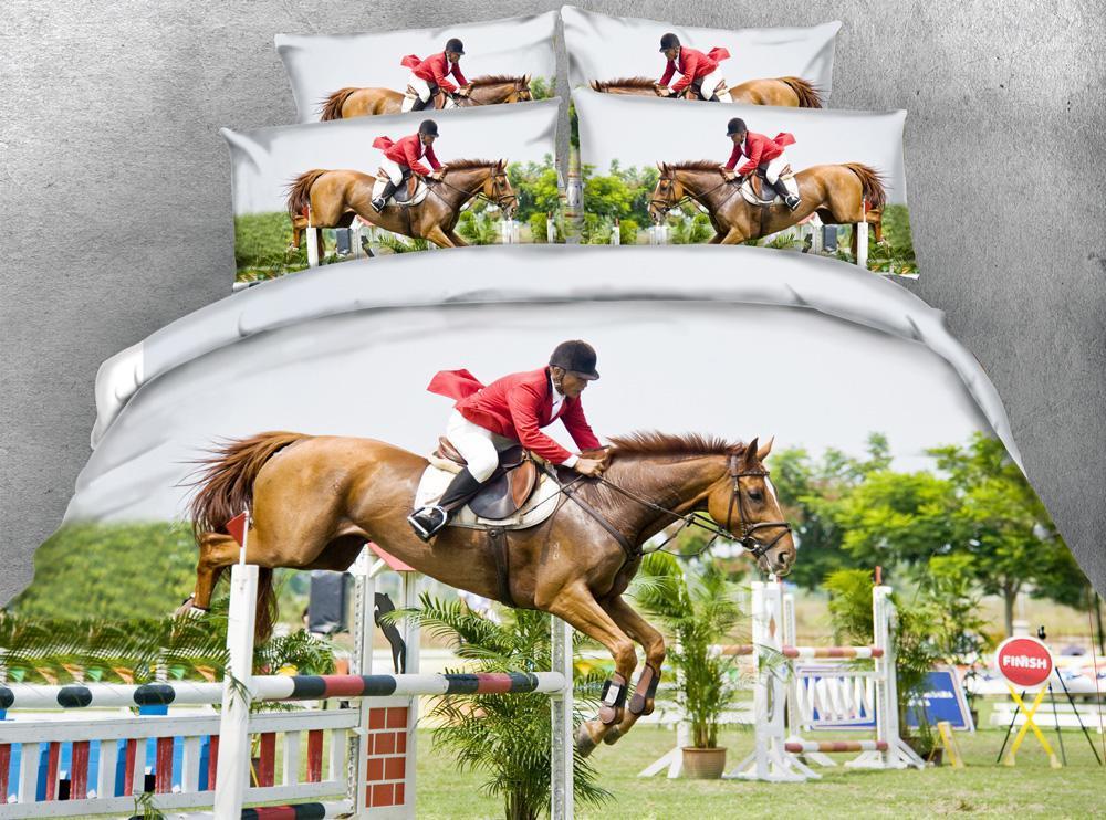 

*S Horse Racing series Man Woman on horse bedding set 3D HD Digital print duvet cover set Full queen king sheets linen1, 119
