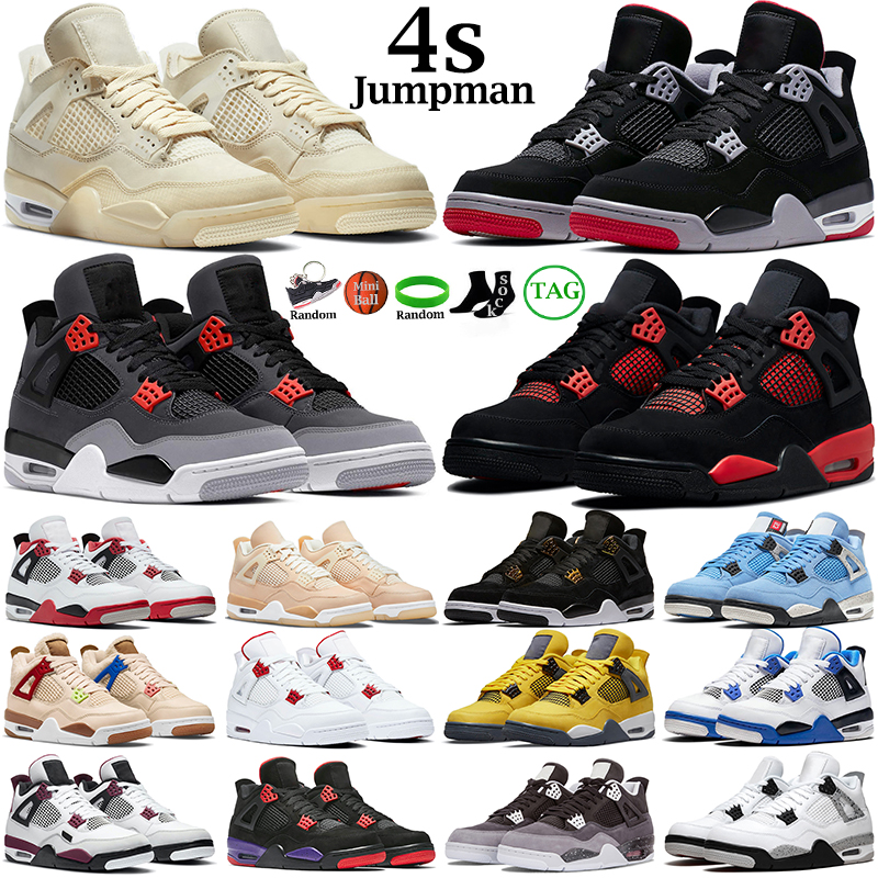 

Mens women basketball shoes 4s jumpman University Blue Fire Red 4 Black Cat Bred White Cement Royalty Metallic green Infrared men athletic sneakers, #38