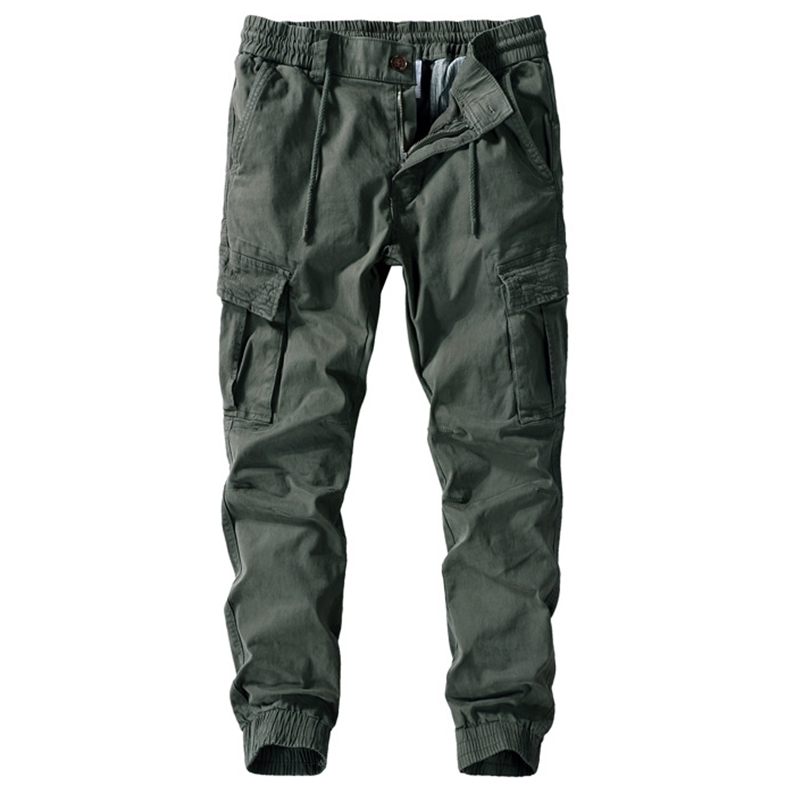 

Negizber 2021 New Men Outdoors Solid Color Multi-pocket Sport Thick Overalls 100% Cotton Nine-point Pants A53l, Black