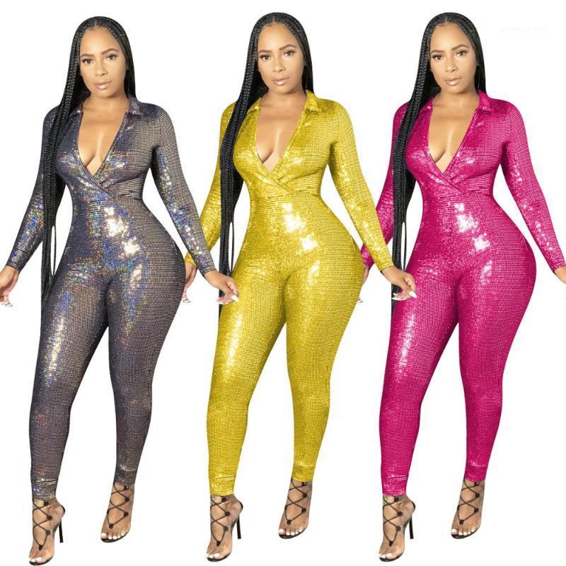 

European and American women' clothing hot sale temperament commuting lightly mature deep V jumpsuit1, Lavender